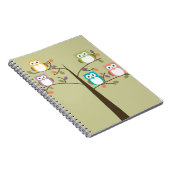 かわいらしい木のカラフルなフクロウ ノートブック (右側)