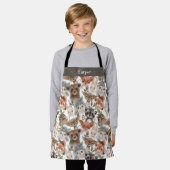 かわいらしい木版動物愛称 エプロン (着用した状態)