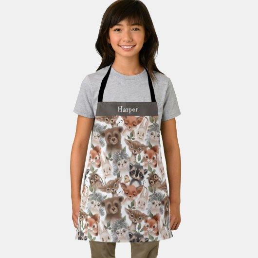かわいらしい木版動物愛称 エプロン (インサイチュ)