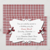 かわいらしい格子縞の招待 招待状 (正面/裏面)