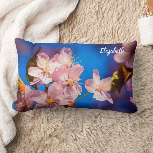 かわいらしい桜の花 ランバークッション (ブランケット)