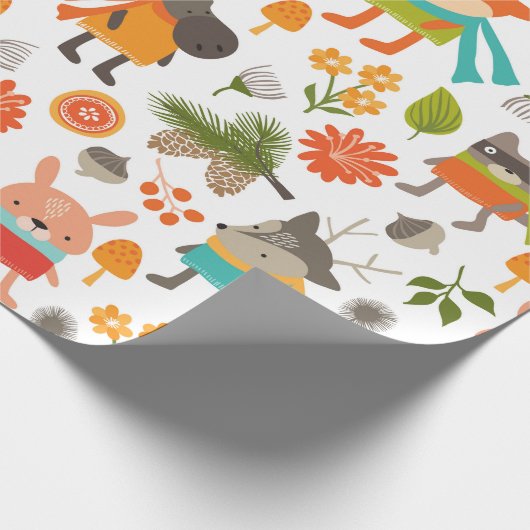 かわいらしい森の動物 ラッピングペーパー (角)