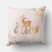かわいらしい森林森林動物のピンクの花の子供部屋 クッション (裏面)
