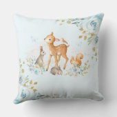 かわいらしい森林森林動物の青い花の子供部屋 クッション (裏面)