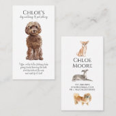 かわいらしい水彩ドッグウォーカーペットシッター 名刺 (正面/裏面)