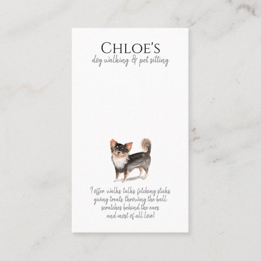 かわいらしい水彩ドッグウォーカーペットシッター 名刺 (正面)