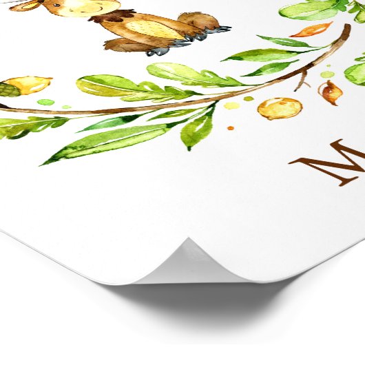 かわいらしい水彩ムース子供部屋アート ポスター (角)