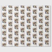 かわいらしい水彩春マウスラッピング紙 ラッピングペーパー (フラット)