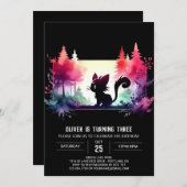 かわいらしい水彩猫誕生日 招待状 (正面/裏面)