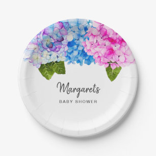 かわいらしい水彩画のアジサイによっては のベビーシャワーが開花します ペーパープレート