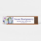 かわいらしい水彩画のサボテン及び花パーソナライズな| デスクネームプレート (正面)