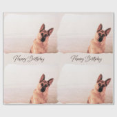 かわいらしい水彩画のジャーマン・シェパードの誕生日 ラッピングペーパー (フラット)