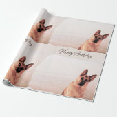 かわいらしい水彩画のジャーマン・シェパードの誕生日 ラッピングペーパー (アンロールド)