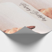 かわいらしい水彩画のジャーマン・シェパードの誕生日 ラッピングペーパー (角)