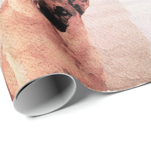 かわいらしい水彩画のジャーマン・シェパードの誕生日 ラッピングペーパー (ロールコーナー)