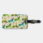 かわいらしい水彩画のハチドリ及び紫色の花 ラゲッジタグ (裏面横)