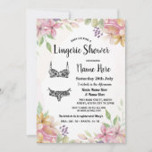 かわいらしい水彩画のパステル調の花のランジェリーのシャワー 招待状 (正面)