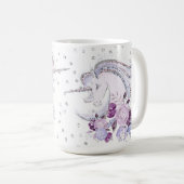 かわいらしい水彩画のユニコーンのデュオ コーヒーマグカップ (正面右)