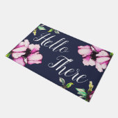 かわいらしい水彩画の紫色の花こんにちはそこに ドアマット (アングル)