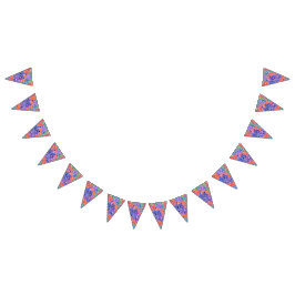 かわいらしい水彩画の花のパーティーの旗布 バンティングフラッグ