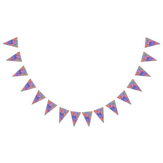 かわいらしい水彩画の花のパーティーの旗布 バンティングフラッグ (全)