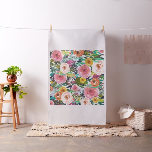 かわいらしい水彩画の花柄 ファブリック (インサイチュ)