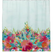 かわいらしい水彩画の花 シャワーカーテン (正面)