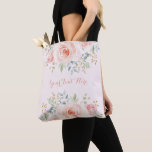 かわいらしい水彩画の赤面のばら色の花の植物 トートバッグ<br><div class="desc">この金ぱくを持つフェミニンな設計特微の豪華な水彩画の赤面のピンクのバラは私達の店で利用できる一致項目にアクセントを置きます!</div>