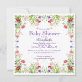 かわいらしい水彩画の野生の花の花のベビーシャワー 招待状 (正面)