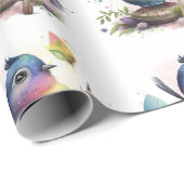 かわいらしい水彩鳥包み紙 ラッピングペーパー (ロールコーナー)