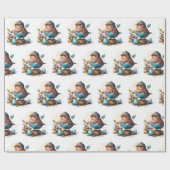 かわいらしい水彩鳥包み紙 ラッピングペーパー (フラット)