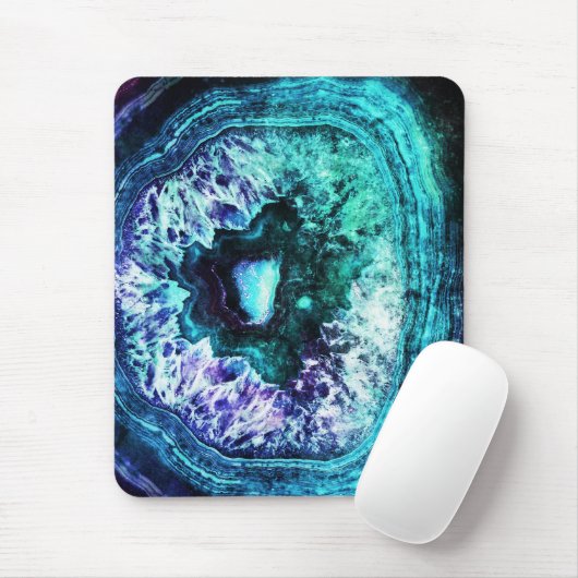 かわいらしい氷ったターコイズおよびGeodeの紫色の水晶 マウスパッド (マウス)