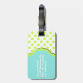 かわいらしい淡黄緑及び水のモノグラムの荷物のラベル ラゲッジタグ (裏面縦)