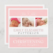 かわいらしい渦巻の写真のコラージュの《キリスト教》洗礼式や命名式の招待状 招待状 (正面/裏面)