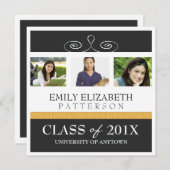 かわいらしい渦巻の写真の大学卒業の発表 案内状 (正面/裏面)