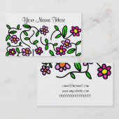 かわいらしい漫画のお洒落なピンクのデイジーのデザイン 名刺 (正面/裏面)