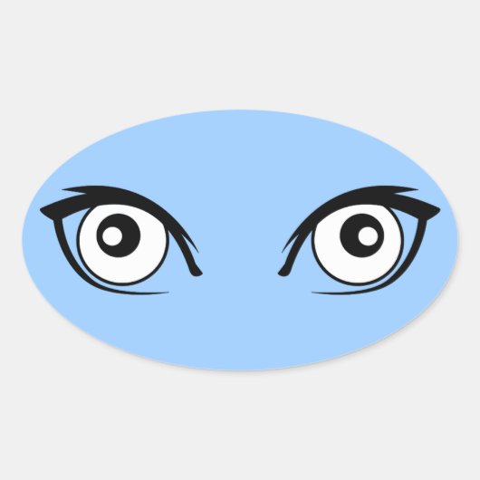 かわいらしい漫画はステッカーを注目します 楕円形シール (正面)