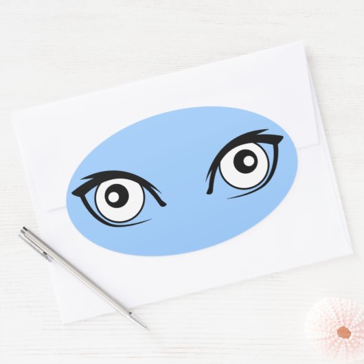 かわいらしい漫画はステッカーを注目します 楕円形シール (封筒)