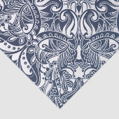 かわいらしい濃紺および白いペイズリー 薄葉紙 (詳細)