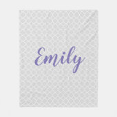 かわいらしい灰色および紫色のカスタム フリースブランケット (正面)