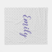 かわいらしい灰色および紫色のカスタム フリースブランケット (正面(横))