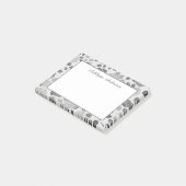 かわいらしい灰色の花柄 ポストイット (アングル)