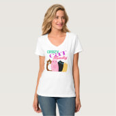 かわいらしい猫ちゃん"熱狂するな猫の女性" Tシャツ (正面フル)
