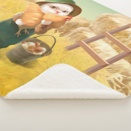 かわいらしい猫とメンドオンファーム シェルパブランケット