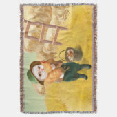 かわいらしい猫とメンドオンファーム スローブランケット (正面縦)