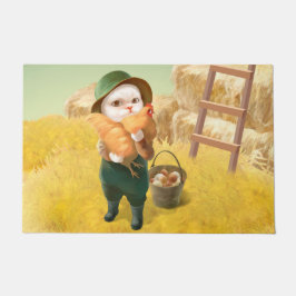 かわいらしい猫とメンドオンファーム ドアマット