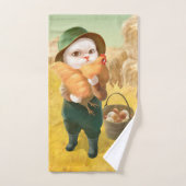 かわいらしい猫とメンドオンファーム バスタオルセット (ハンドタオル)