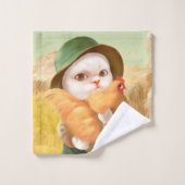 かわいらしい猫とメンドオンファーム バスタオルセット (ウォッシュタオル)