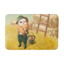 かわいらしい猫とメンドオンファーム バスマット