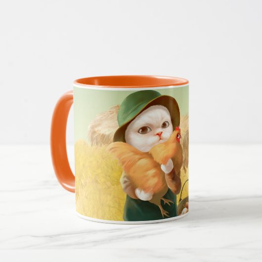 かわいらしい猫とメンドオンファーム マグカップ (正面左)